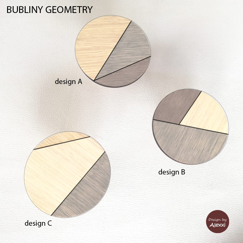 Úchytky BUBLINY GEOMETRY DUB - Velikost: 5 cm, Motivy: B