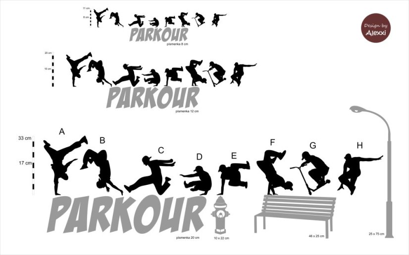 PARKOUR STREET sada - dekorace na zeď