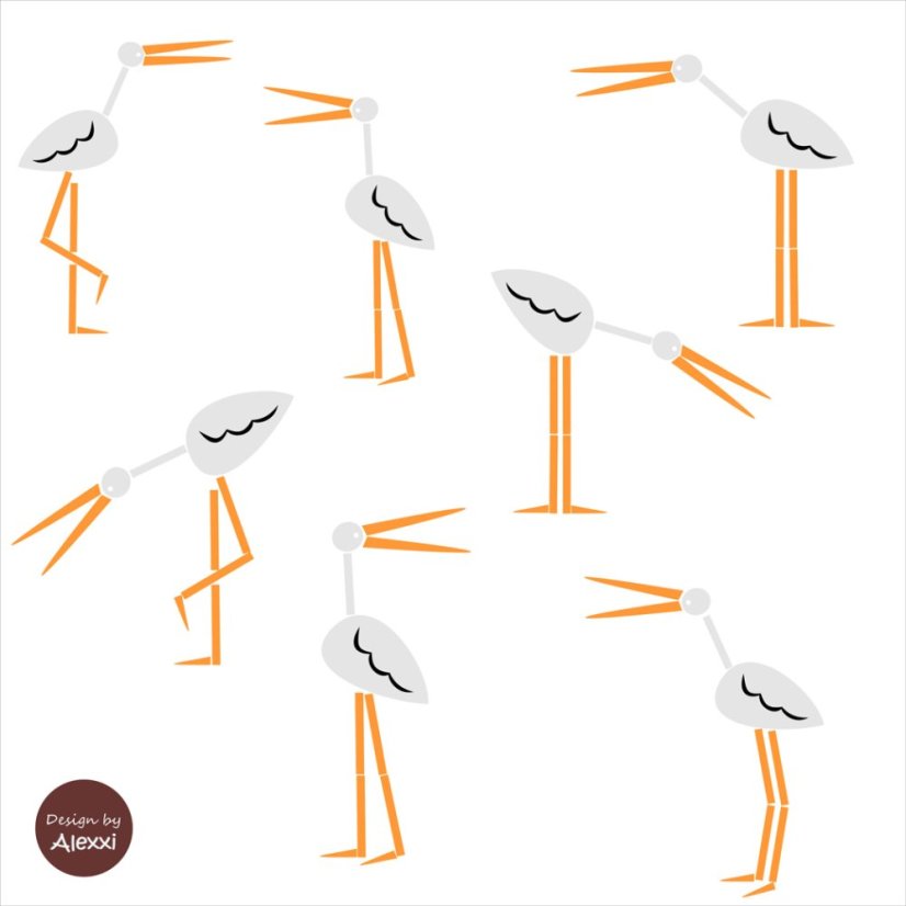 Čáp - dřevěná dekorace / lampička na zeď - Provedení: Pravostranné, Lampička: Ne