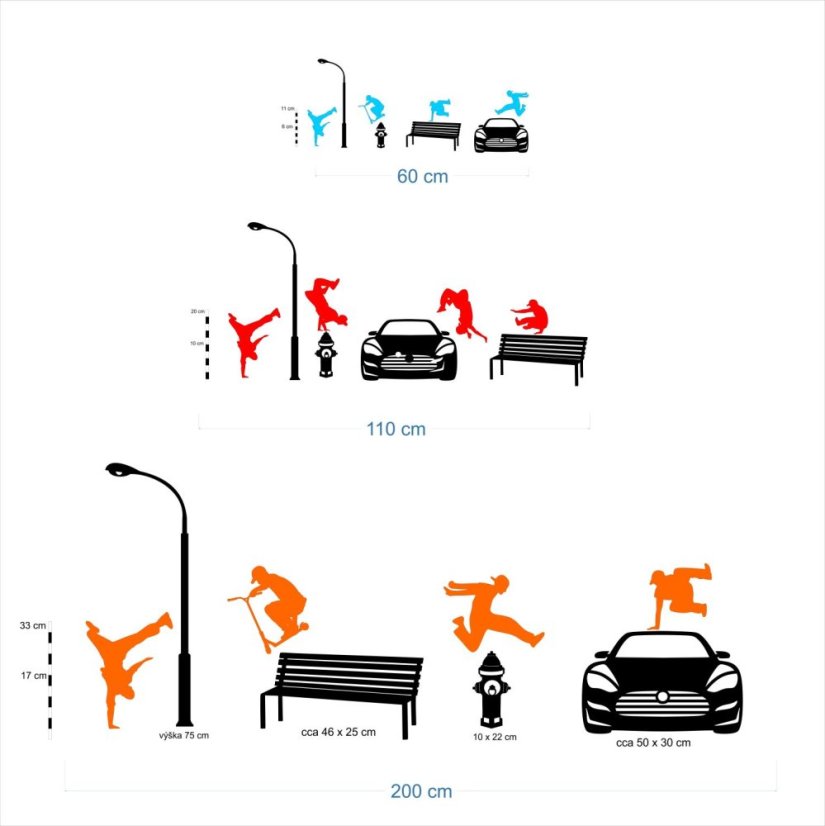 PARKOUR STREET překážky - dekorace na zeď
