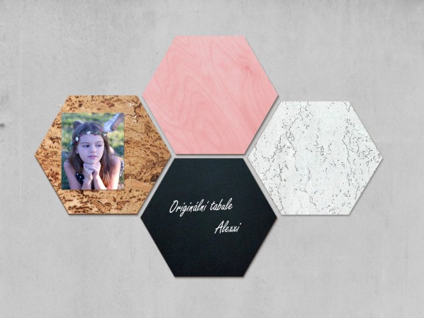 Korková tabulka HEXAGON - HNĚDÁ