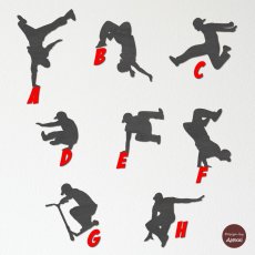 PARKOUR - dřevěné siluety na zeď