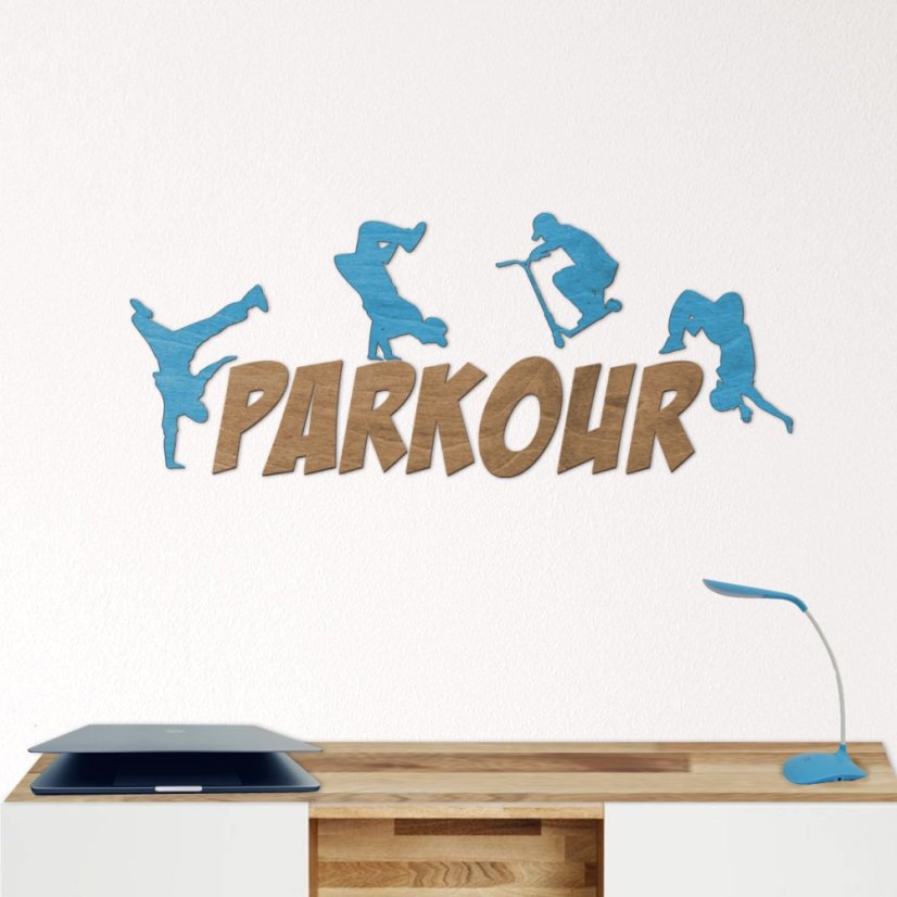 PARKOUR - dřevěný nápis na zeď