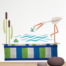 Čáp v rákosí - sada dekorací na zeď